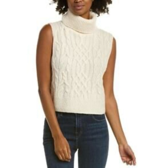 Vince Twisted Cable Knit Wool Turtleneck Sweater Tank Sleeveless XS Oversized - Picture 1 of 8